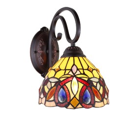 Chloe Lighting Serenity Victorian Tiffany-Style Dark Bronze 1 Light Wall Sconce 8" Wide, Multicolor, 7.5 x 11 x 12.1