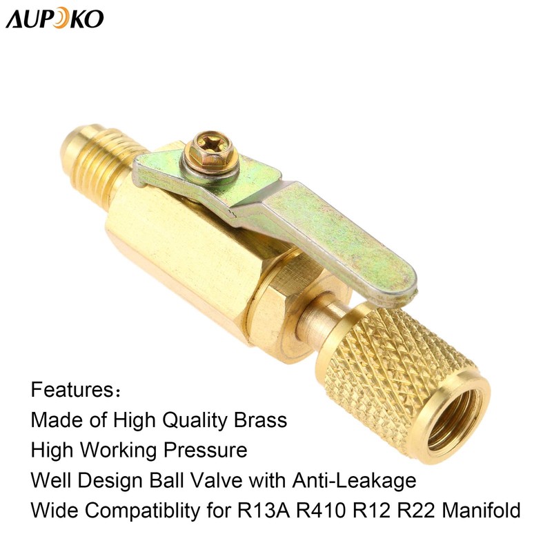 Air Conditioner Ball Valve 1/4" SAE Adapter, Straight Shut-Off Valve