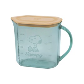 Nishiki Kasei Measuring Cup with Lid, Snoopy Clear Green, 23.8 fl oz (670 ml), Approx. 6.2 x 3.0 x 4.6 inches (15.7 x 7.7 x 11.7 cm), Made in Japan
