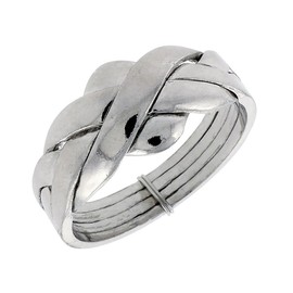 Sterling Silver 4-Piece Puzzle Ring for Men and Women 10mm wide size 6