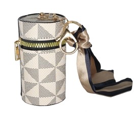 Jinweixb Lipstick storage bag, nail polish lip gloss storage box, with key chain decorative belt, can be hung on the women's bag, white