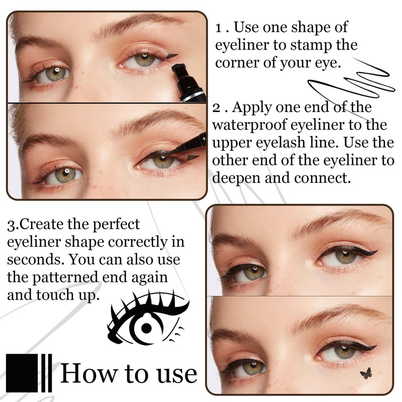 XMXueMei Double Side Liquid Winged Eyeliner Stamp,Smudge Proof Waterproof Eyeliner