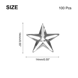 MECCANIXITY 100PCS Acrylic Star Rhinestone 14x14mm Flat Back Plastic Gems Jewelry Stickers for Craft Bead Face Painting Costume Jewelry Making, White
