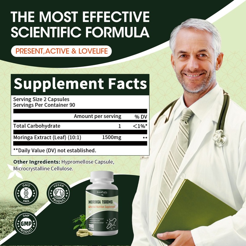 Greenpeople Moringa Oleifera Leaf Organic Extract 1500mg Serving 100% Pure