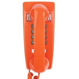 Sangyn Retro Wall Phones for Landline with Loud Mechanical Ringing Vintage Wall Mount Phone with Volume Adjustable Old Fashioned Corded Telephone for Kitchen Home School Hotel Office, Orange