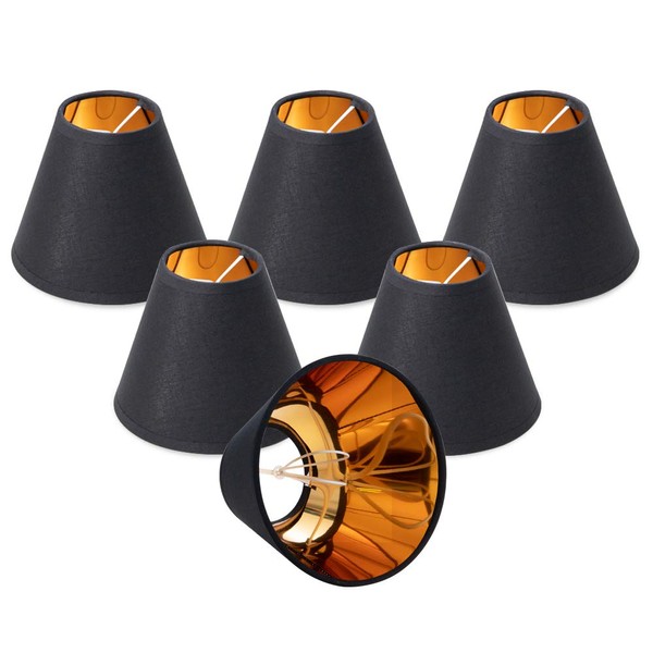 Wellmet Chandelier Lamp Shades, ONLY FOR CANDELABRA BULBS, Clip-on Fitter Lampshade, 3" X 6" X 5", Set of 6