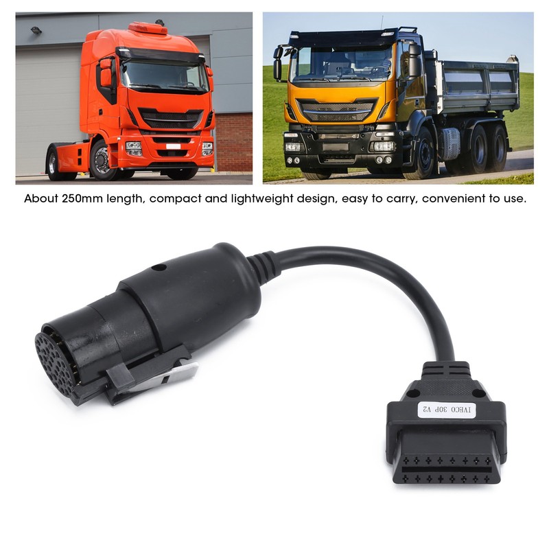 OBD2 30Pin‑16Pin Diagnostic Cable Adapter 250mm/9.8in Length Replacement for IVECO