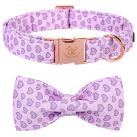 Elegant little tail Valentine's Day Dog Collar with Bow, American Flag Bow Tie Dog Collar, Cute Heart Dog Bowtie Pet Gift Dog Collar for Medium Dogs