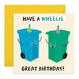 CENTRAL 23 Wheelie Bin Birthday Card – Humorous Pun Card for Him, Her, Friend, Colleagues, Coworkers, Coworker, Officemates, BFF, Neighbours, Women, Men, Family - Comes with Fun Stickers