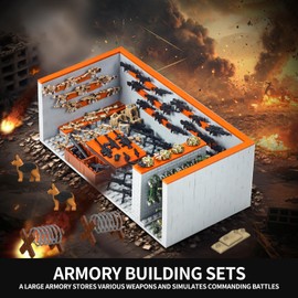 WINGIFT 700 Piece Armory Building Set,WW2 Military Base Army Equipment Building Kit,STEM Battle Swat Team Toys,Weapon Pack Military Equipment Gear Sets,Christmas Birthday Gifts for Boys,Teens,Adults