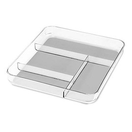 madesmart Gadget Tray | Light Grey | Clear Soft Grip Collection | 4-compartment | Soft-grip Lining | Non-slip Feet | BPA-free