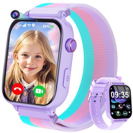 CATGIFF 4G Smartwatch Children, Children's Phone Watch with GPS, WiFi, SOS, Video Call, Voice Chat, School Mode, Games, Alarm Clock, Pedometer for Boys Girls Children's Watch Gifts 4-12 Years, Purple
