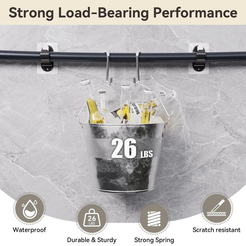 ANDGOO 6 Pack No Drill Curtain Rod Brackets, Renter Friendly