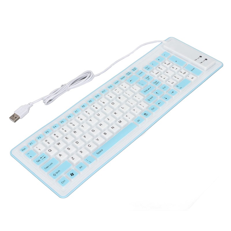 Foldable Silicone Keyboard 103 Keys USB Wired Silicon Foldable Waterproof