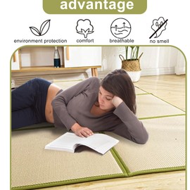 VEGXPET Tatami Floor 71''x71'' Reversible Design - Breathable in Summer & Warm in Winter, Foldable and Equipped with Upgraded Non-Slip Memory Foam,Tatami mat Suitable for Living Room, Bedroom, Yoga,