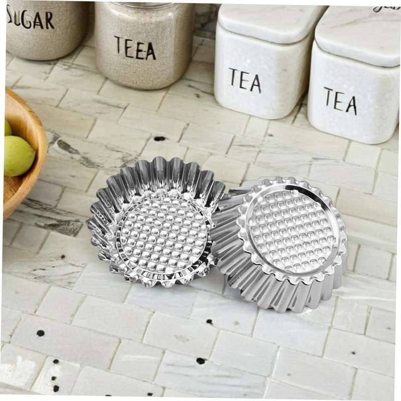 Gatuida 30pcs Stainless Steel Egg Tart Molds with Decorative Fluted