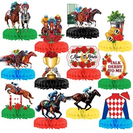 12PCS Horsing Racing Honeycomb Centerpieces Kentucky Derby Decorations for Kentucky Derby Party Decorations Horse Racing Decorations Kentucky Derby Party Supplies