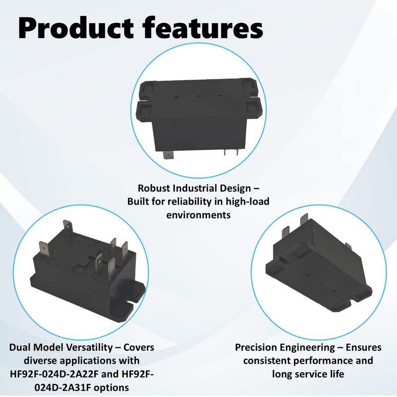 HF92F-024D Power Relay Set | 24VDC 30A High-Current | 6-Pin