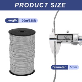 QUARKZMAN 5mm Polypropylen Seil Geflochtene Seile, 100m Nylonseil Hohlseil für Wäscheleine, Camping, Wandern, Outdoor, Hellgrau