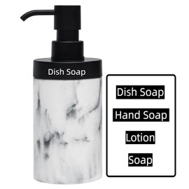 Suanti 10oz Imitation White Marble Soap Dispenser Set-Matte Black Pump,Wide-Mouthed Resin Bathroom Lotion Dispensers for Bathroom Countertop & Kitchen Home Decor-Easy Refill Hand Soap
