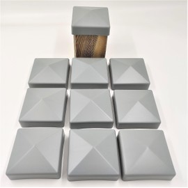 Pack of 10 Fence Post Caps 90 mm Pyramid Cover Cap Grey for Posts 9 x 9 cm (UV Stabilised / Made in Germany)