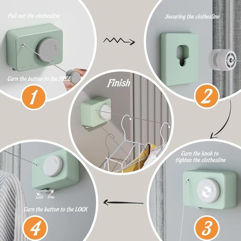 Retractable Clothesline Indoor, Clothes Line Retracting Outdoors, Wall Mounted Clothes