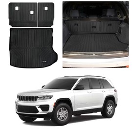 Cargo Mat with Backrest Protection for 2022-2025 Jeep Grand Cherokee,TPE All Weather Protection Cargo Liner with Velcro Rear Seats Backrest car Accessories-Black