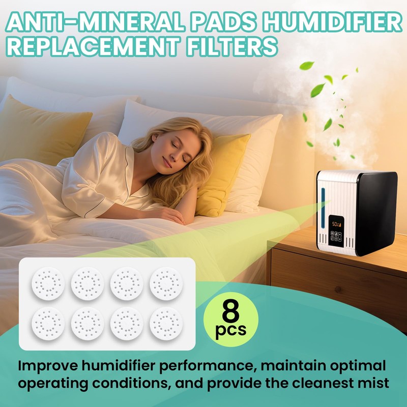 Kamrexi 8 Pack A451 Anti-Mineral Pads Humidifier Replacement Filters Compatible