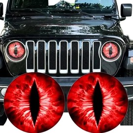 Beast Eyes Headlight Decals, Eye Decals for Jeep Headlights, Round Headlight Decal, 3D Stereo Eyes Headlight Decal Stickers (Red)