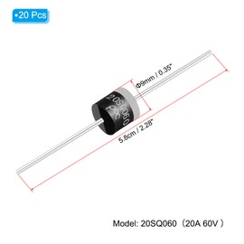 PATIKIL 20Pcs 20SQ060 Schottky Rectifiers Diode, 20A 60V R-6 High Current Electronic Direct Plug-in Rectifiers Diodes for Voltage Regulators, Power Management