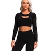 FITTOO Women's Long Sleeves Croped Workout Tops Eyelet Sports Shirts