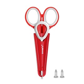 SAMSFX Fishing Boat Scissors and Hook Remover Tools with Sheath (Red)