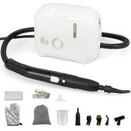 COSTWAY 1500W Portable Steam Cleaner, Household Steamer with 34 oz/1 L Water Tank, Multipurpose Pressurized Steam Cleaning Machine for Car, Upholstery, Kitchen, Bathroom, Grout & Tile, White