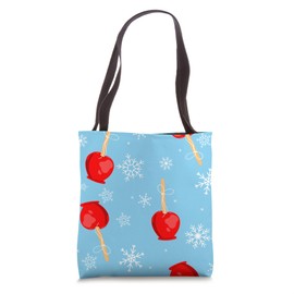 christmas red candy apples blue Tote Bag
