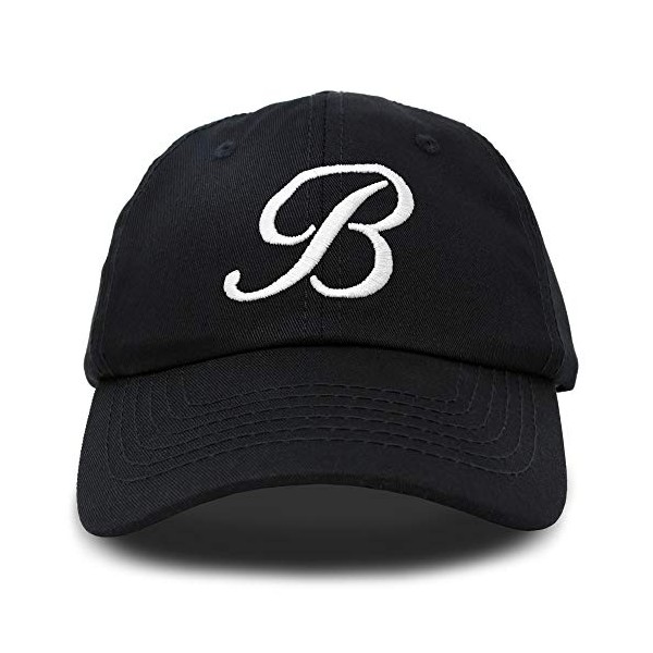 DALIX Initial Hat Letter B Black Womens Baseball Cap Monogram Cursive Embroider