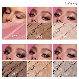 LUXAZA PRO Neutral Eyeshadow Stick Makeup 6PCS Set, Brown Nude Metallic Shimmer Matte Cream Eye Shadow Palette Eyeliner Brightener Pencil Crayon - BROWN CANYON