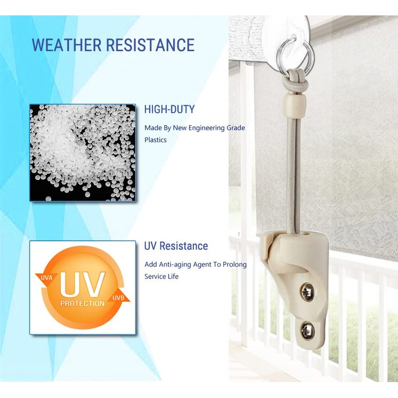 Universal Bungee Tie Down,Outdoor Blinds Parts,Weather Resistance,for Exterior Roller Shades