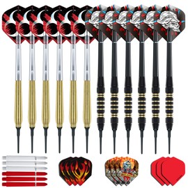 RED Dragon 12 Piece Brass Softip Darts Set - Includes Flights and Shafts (Stems)