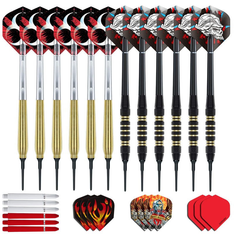 RED Dragon 12 Piece Brass Softip Darts Set - Includes