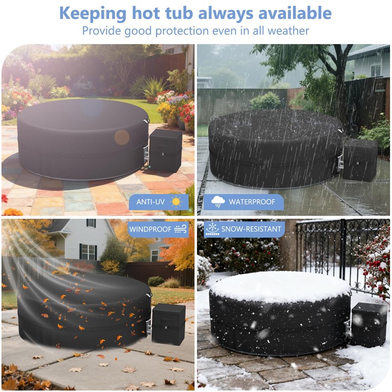HIGHTQURO Portable Hot Tub Cover with Heater Pump Cover,Full Coverage