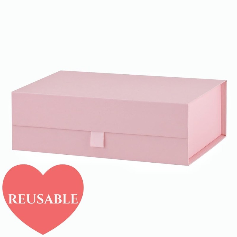 PLINJOY Pink Gift Box for Presents 10.8x7.5x3.5 Inches Magnetic Gift