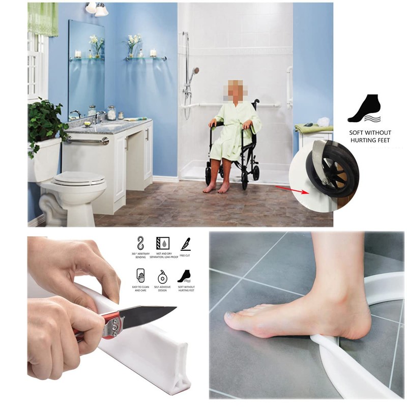 3" High Shower Water Splash Guard 39 Inch Collapsible Shower