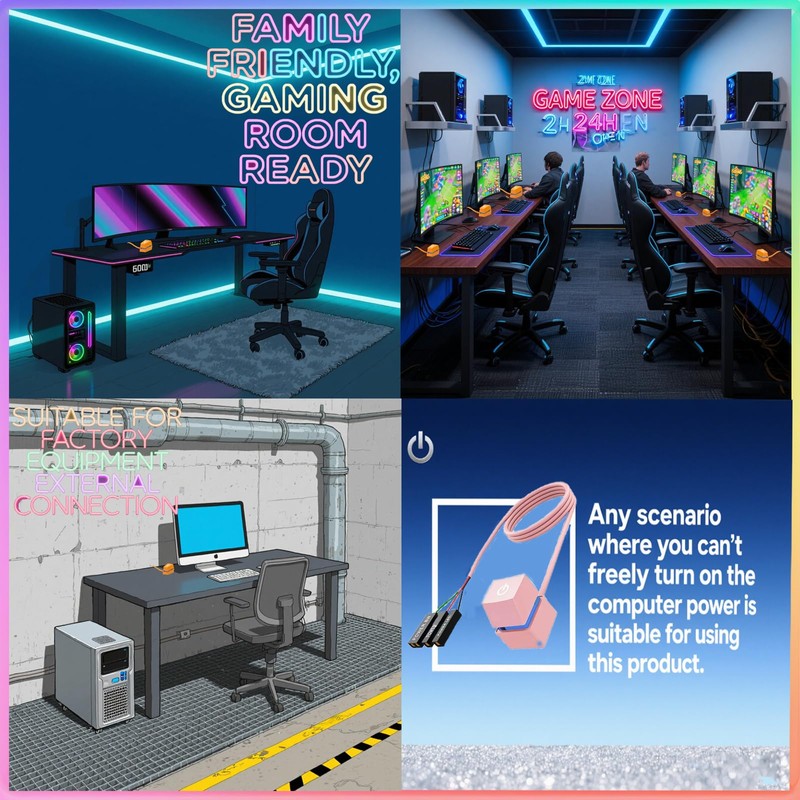 PC Power Switch External Extension Cord, PC Power Button Extension