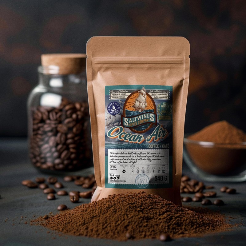 Ocean Air Whole Bean Coffee by Saltwinds Coffee Company (340g)
