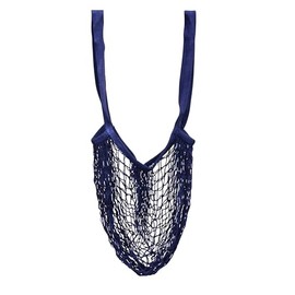 NKlaus Fishing Net Bag Made of Cotton in Navy Blue, 60 x 30 x 26 cm - Practical Storage, Nautical Style 15928