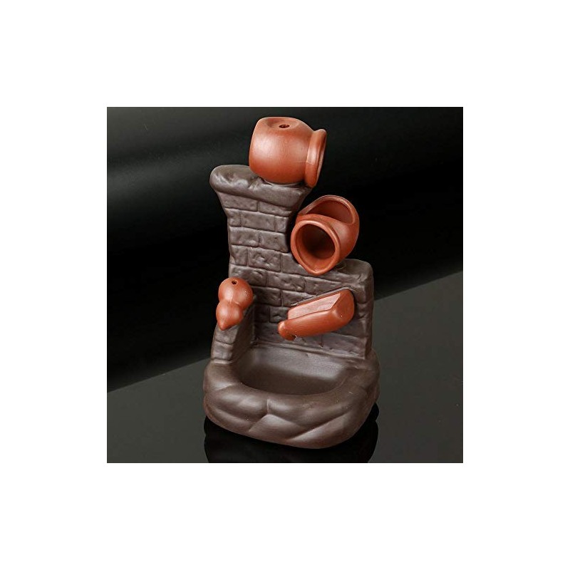 Ceramic Gourd Backflow Incense Burner Set, Waterfall Design with 20