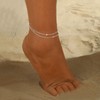 Pancert Silver Ankle Bracelets for Women,14K Silver Plated Dainty Layered