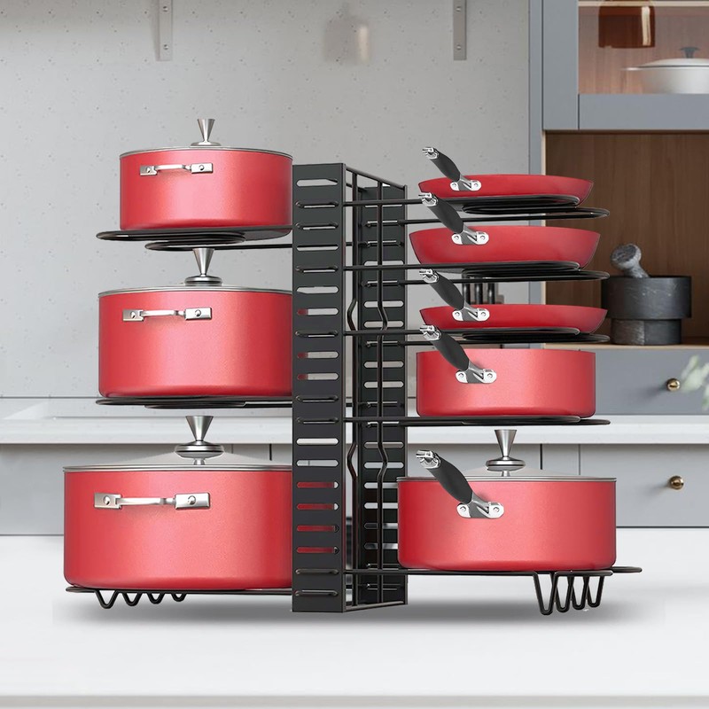 Podxco Pot and Pan Organizer for Under Cabinet, 8 Tiers