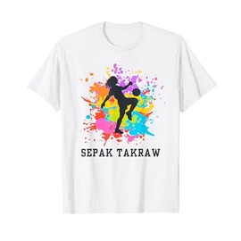 Female Sepak Takraw Player With Colorful Background T-Shirt
