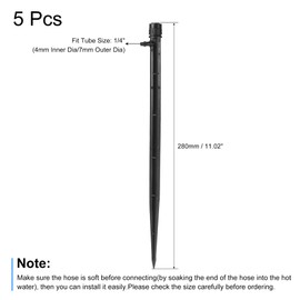 MECCANIXITY Drip Emitters Fan Shape Adjustable 360 Degree 280mm Black for 1/4" Irrigation Tube Hose Pack of 5